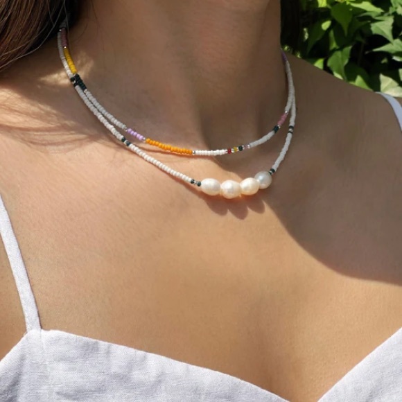 Freshwater Pearls and Seed Beads Necklace - Picture 1 of 12